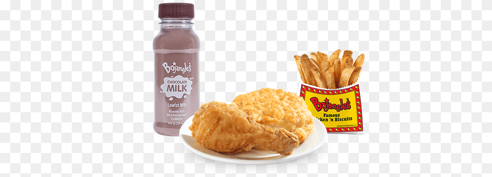 Bojangles Kids Chicken Leg With Biscuit Fries And Chocolate French Fries, Food, Fried Chicken, Lunch, Meal Free Png