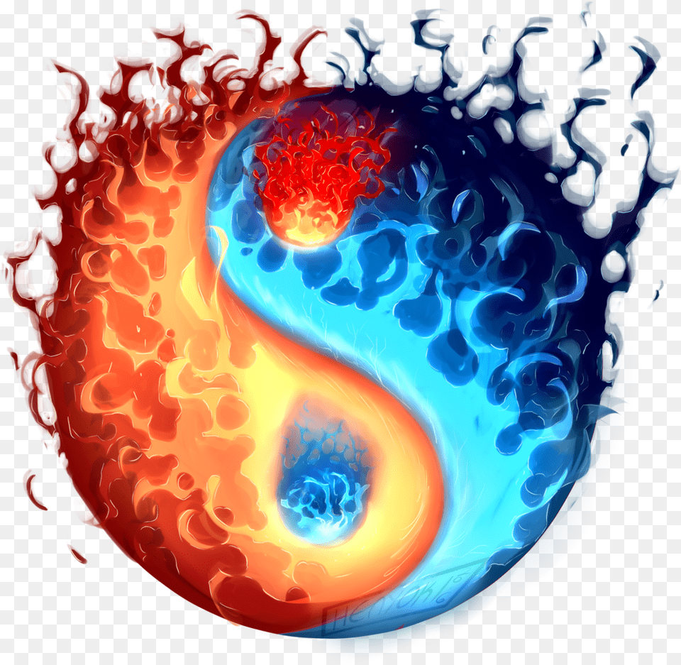 Bola De Fuego Azul Yin Yang Fireball, Pattern, Food, Dessert, Cream Free Png