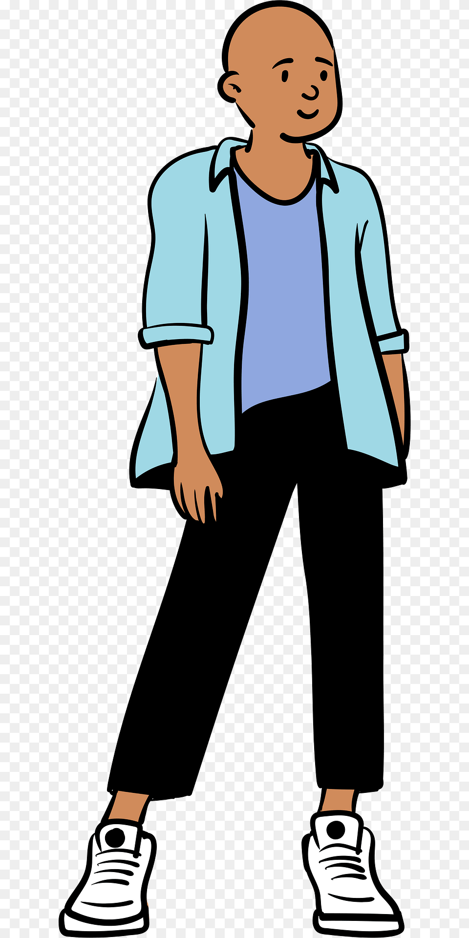Bold Boy Standing Clipart, Clothing, Shoe, Person, Pants Png