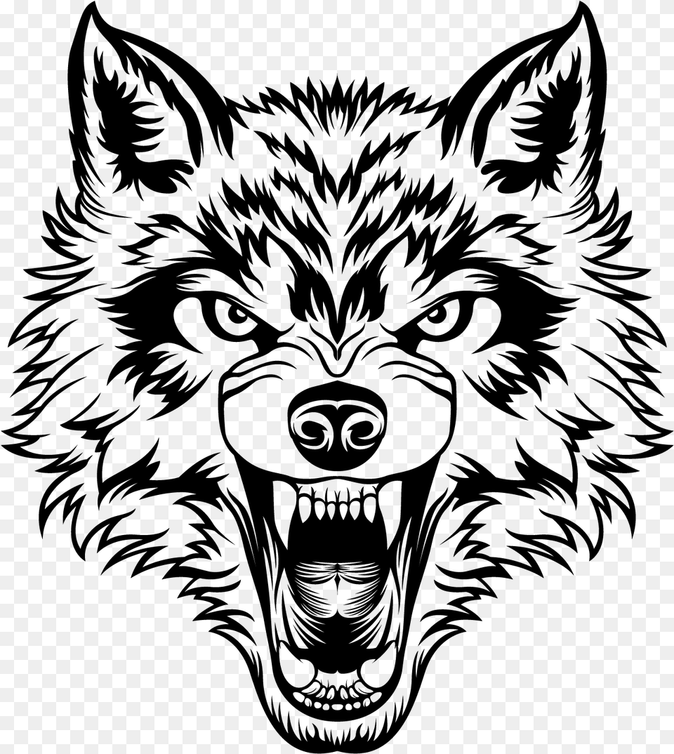 Bold Serious Club Logo Design For Krav Maga Solution Wolf Face, Gray Free Transparent Png