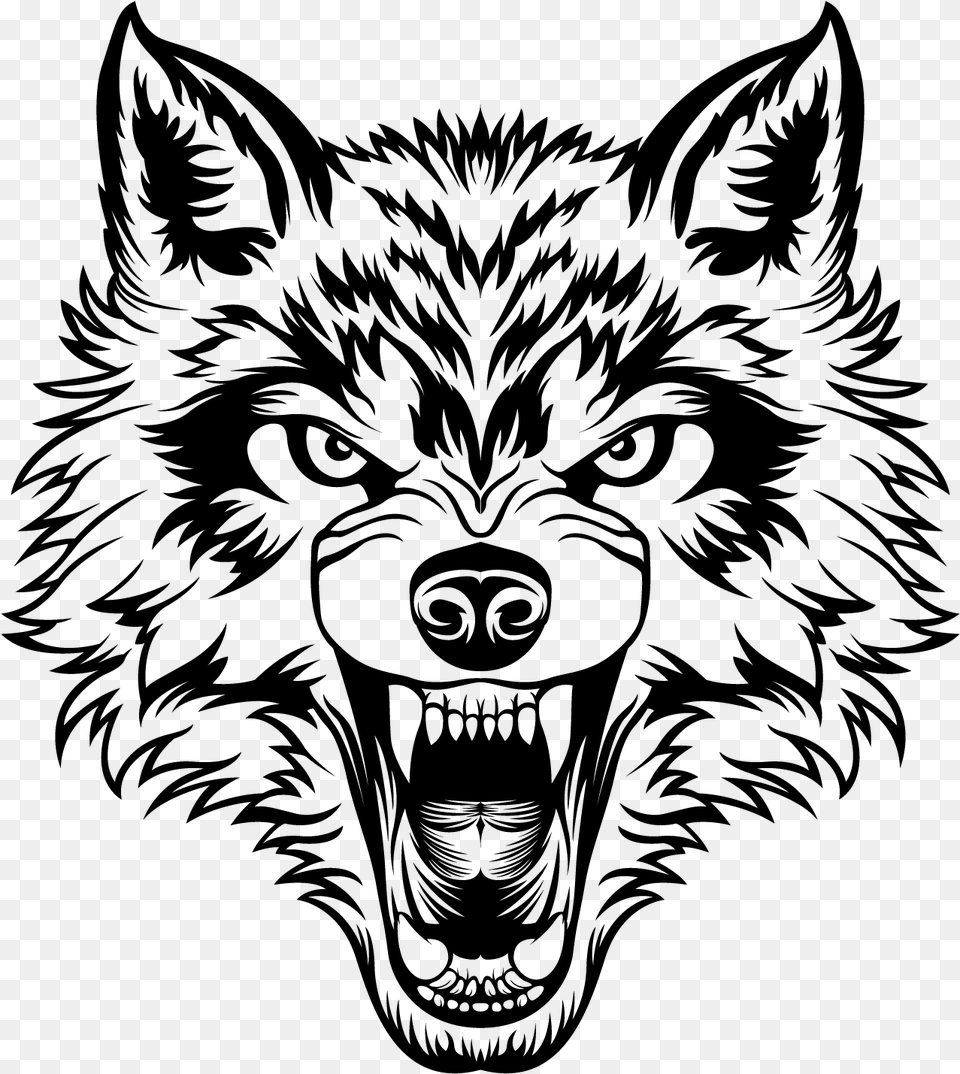 Bold Serious Club Logo Design For Krav Maga Solution Wolf Side Face Tattoo, Gray Free Png