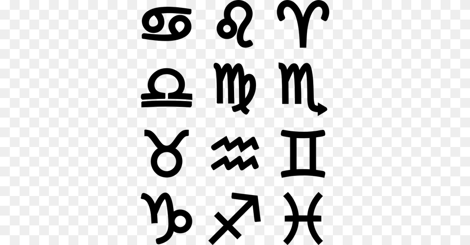 Bold Zodiac Symbols, Gray Free Png