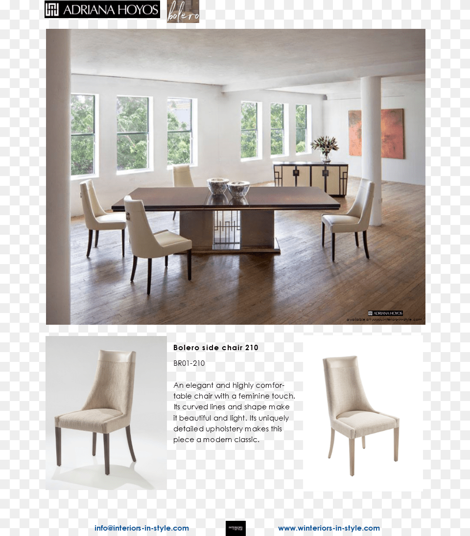 Bolero Side Chair 210 An Elegant And Highly Comfortable Bolero Adriana Hoyos, Architecture, Table, Room, Interior Design Png