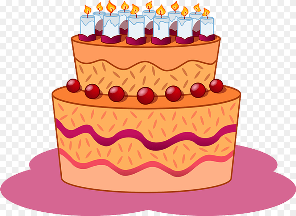 Bolo De Aniversrio Em 22 Birthday Cake High Cartoon Birthday Cake With 11 Candles, Birthday Cake, Cream, Dessert, Food Png Image