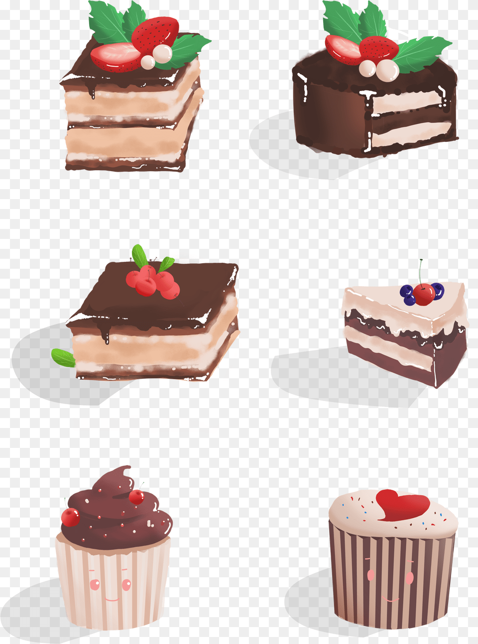 Bolo De Mirtilo Chocolate Morango Cereja E Psd Cupcake, Torte, Cake, Dessert, Food Free Png Download