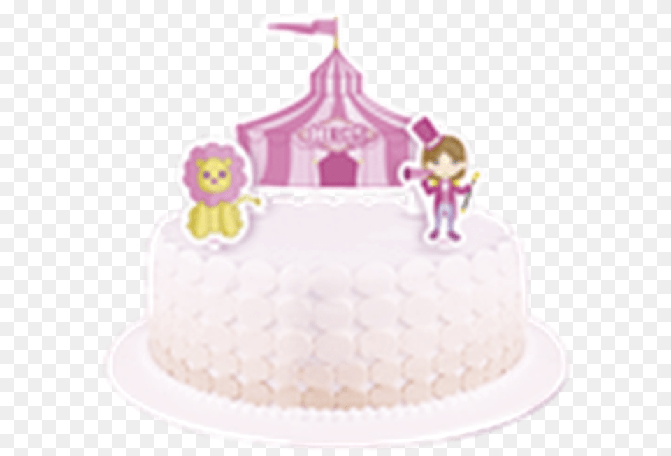 Bolo Simples Tema Circo Rosa, Birthday Cake, Cake, Cream, Dessert Png