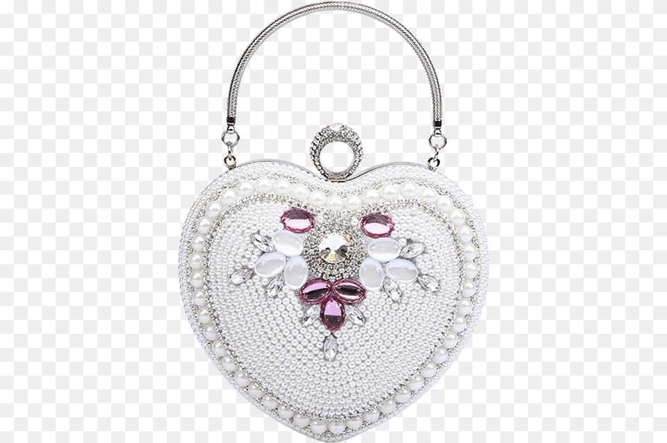 Bolso De Noche Moldeado En Forma De Corazn Heart Shaped Beaded Evening Bag White, Accessories, Handbag, Purse, Jewelry Png
