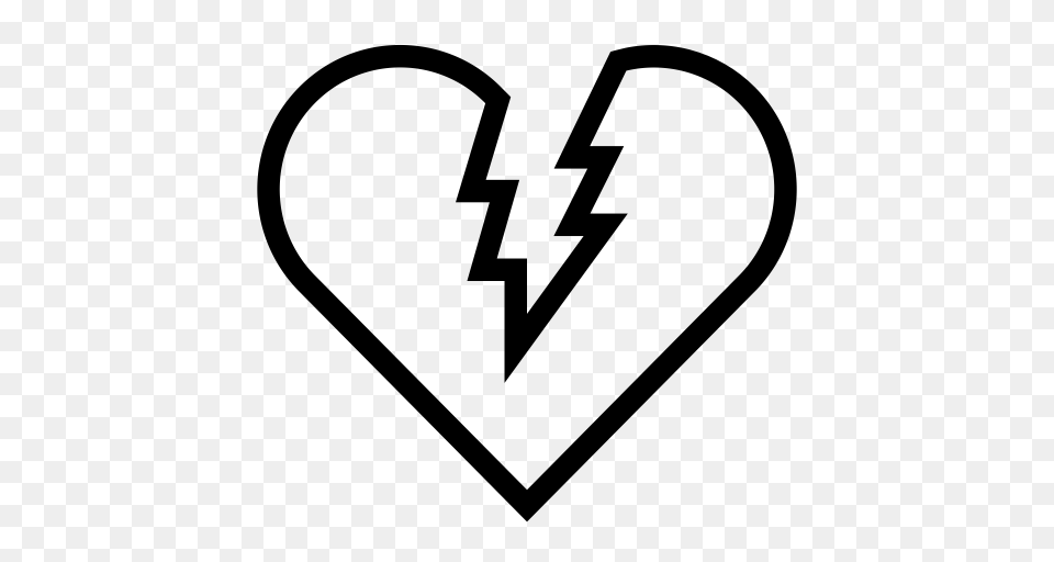 Bolt Break Broken Heart Shock Icon, Gray Png