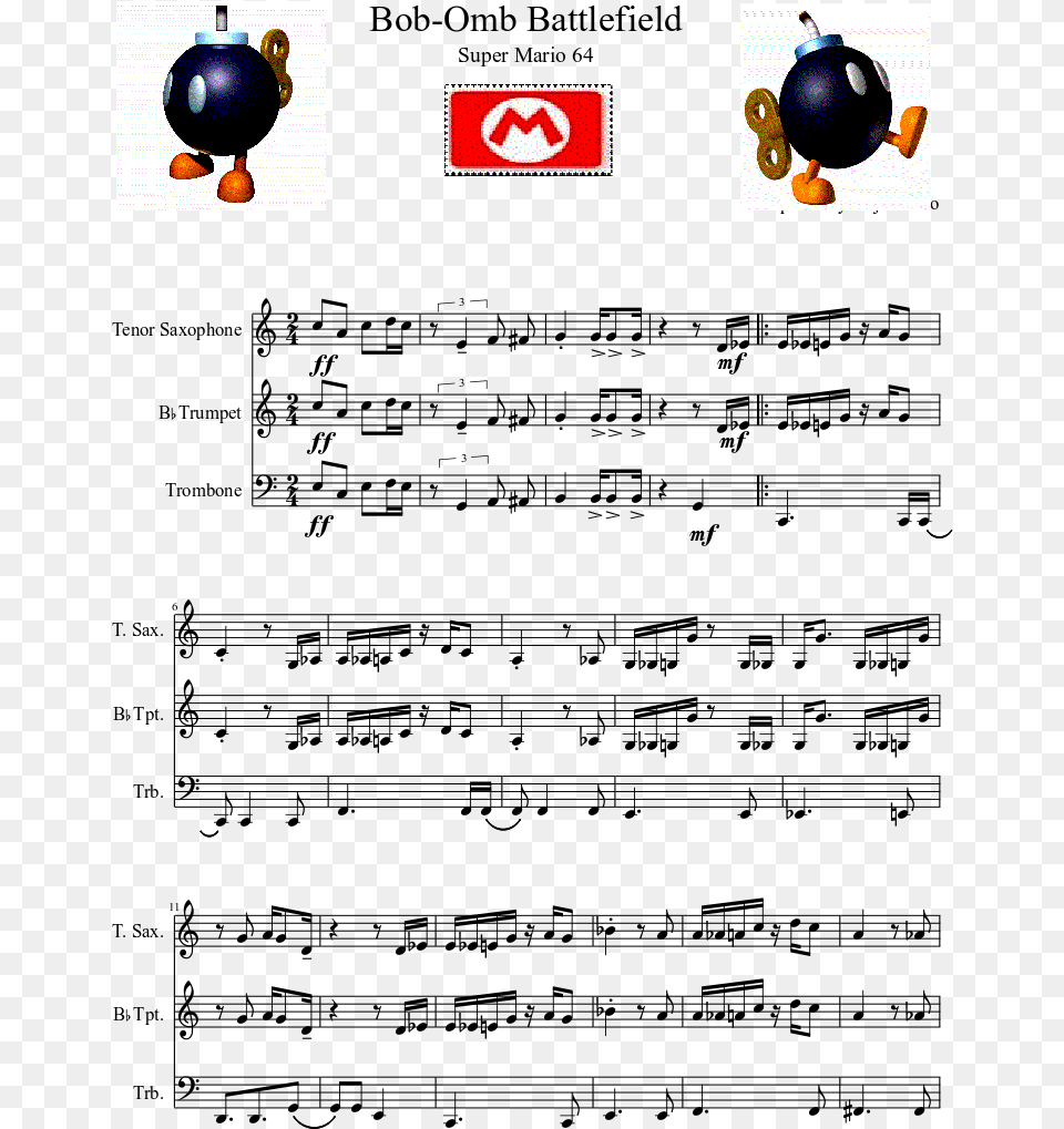 Bomb Omb Battlefield Piano Sheet Music, Sphere, Weapon, Ammunition Free Png Download