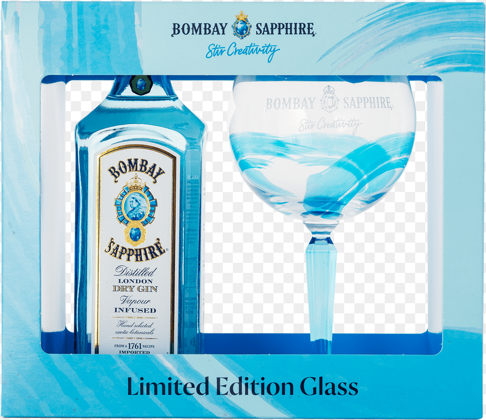 Bombay Sapphire Gin 70cl Glass Pack Wine Glass, Alcohol, Beverage, Liquor Free Transparent Png