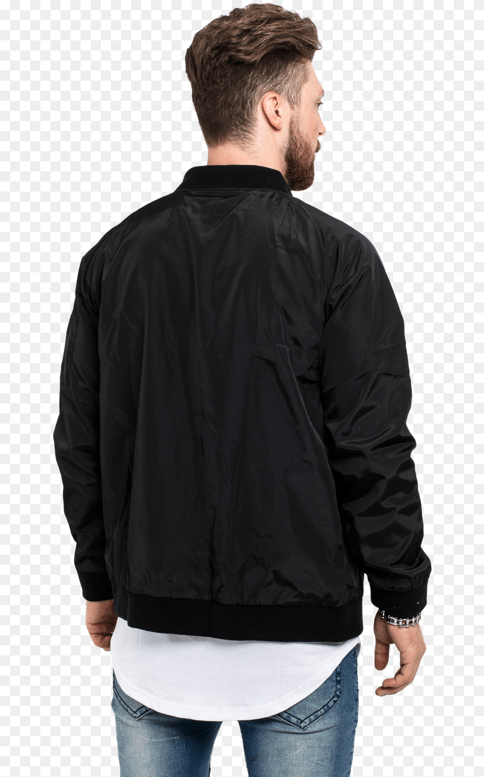 Bomber Jacket Black Bomber Jacket Back, Sleeve, Clothing, Coat, Long Sleeve Png