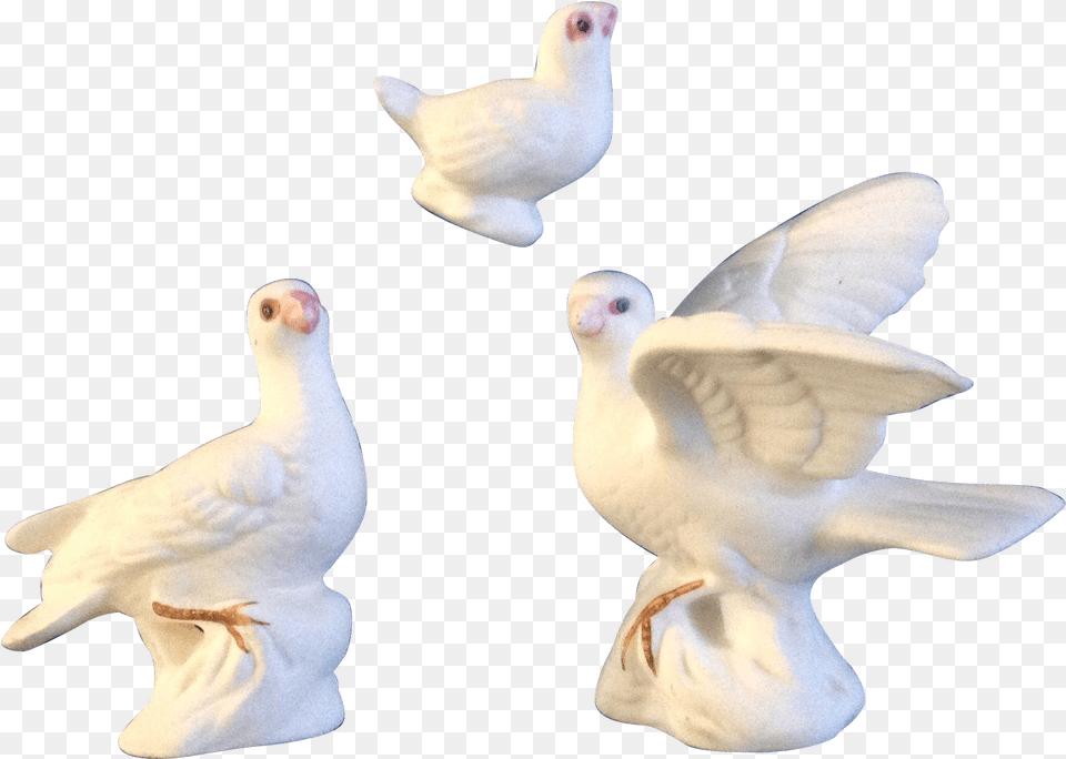 Bone China Miniatures White Dove Bird Family Set Vintage Figurine, Animal, Pigeon Free Png Download