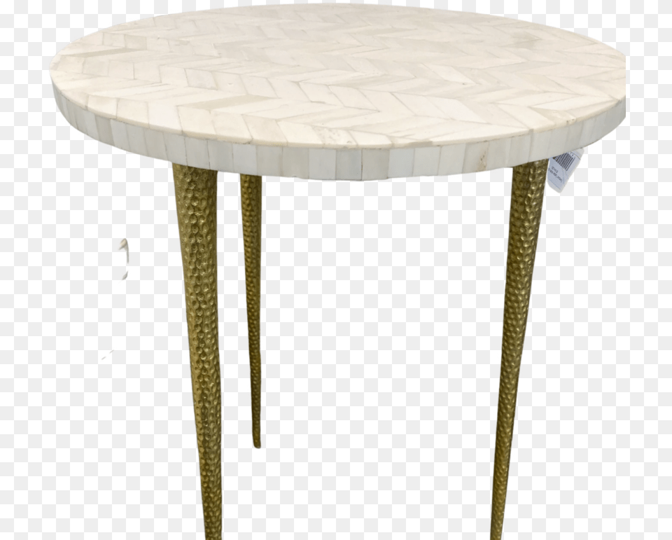 Bone Inlay Chevron Pattern Side Table With Antique Gold Legs Coffee Table, Coffee Table, Dining Table, Furniture, Tabletop Free Png