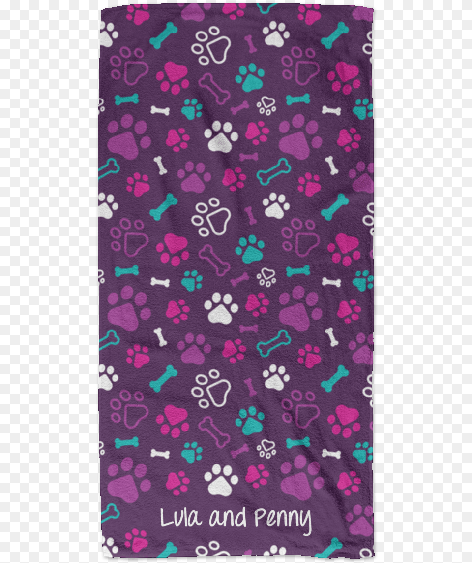 Bone Paw Purple Personalized Beach Towel Iphone, Home Decor, Rug, Accessories, Bandana Png Image