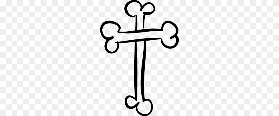 Bones Cross Religious Halloween Sign Outline Vectors, Gray Free Png