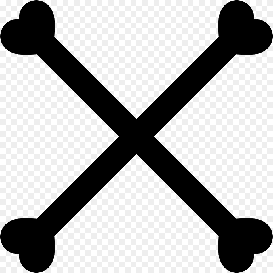 Bones Silhouette Forming A Cross Symbol Icon Download, Mace Club, Weapon Free Transparent Png