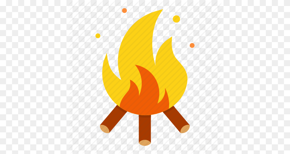 Bonfire Camping Fire Heat Hot Warm Wood Icon, Flame Png Image