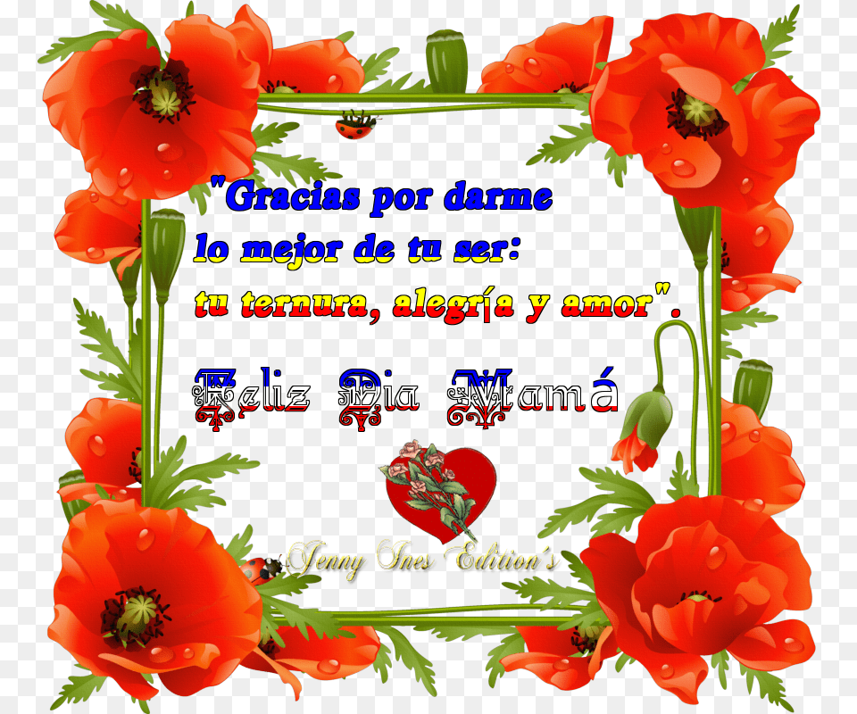 Bonitas Imagenes Para Saludar Por El Dia De La Madre Border Hearts And Poppies, Flower, Plant, Petal, Poppy Png