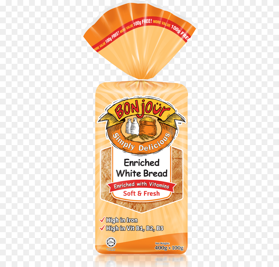 Bonjour Enriched White Bread, Advertisement, Poster, Food, Ketchup Free Png Download
