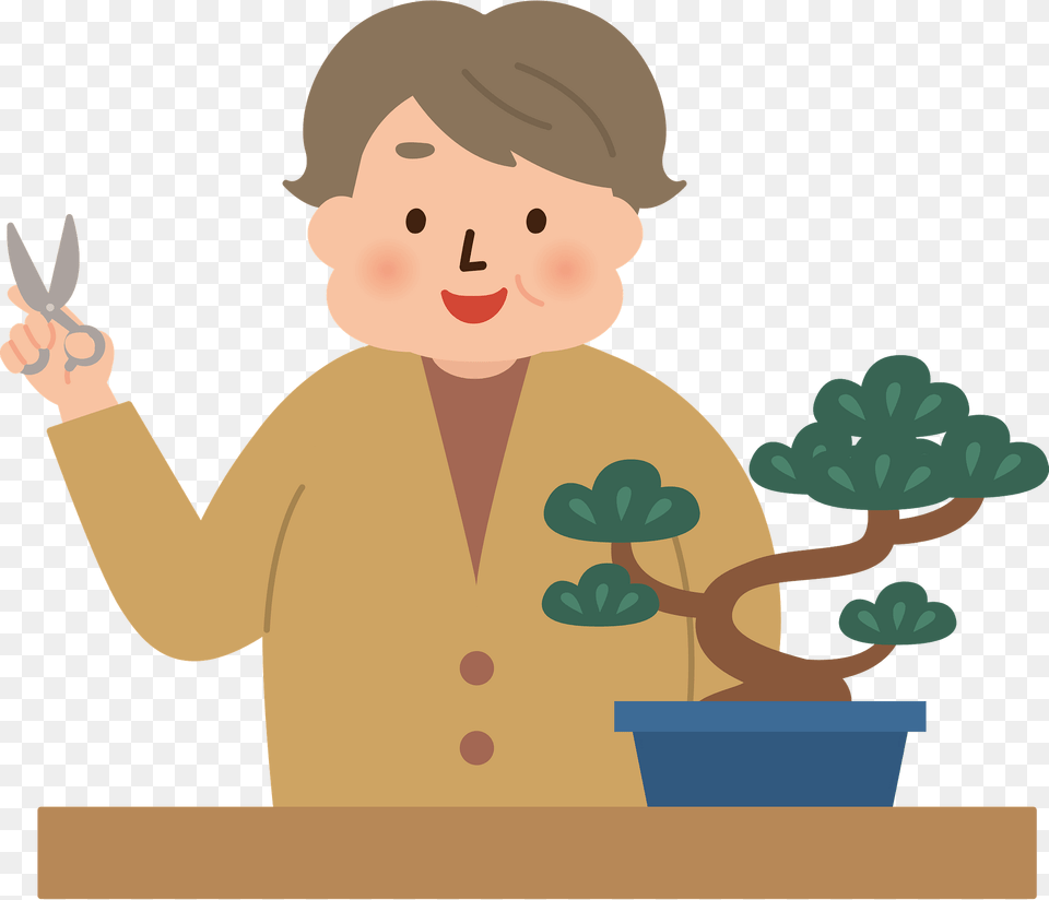 Bonsai Man Clipart, Plant, Potted Plant, Baby, Person Png