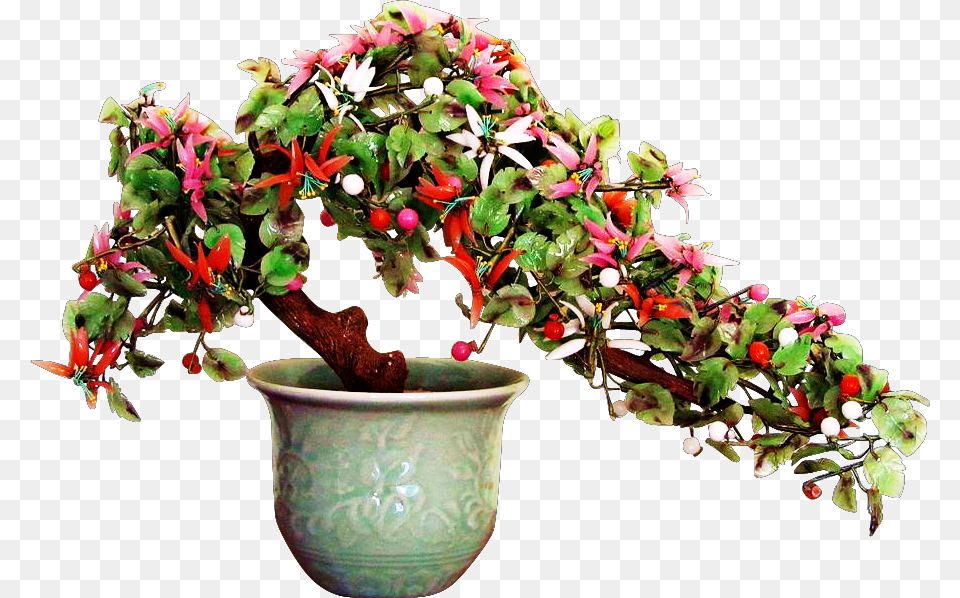 Bonsai Tree Flowers Red Green Leaves Multicolored Glass Bonsai Tree, Flower, Flower Arrangement, Plant, Potted Plant Png Image
