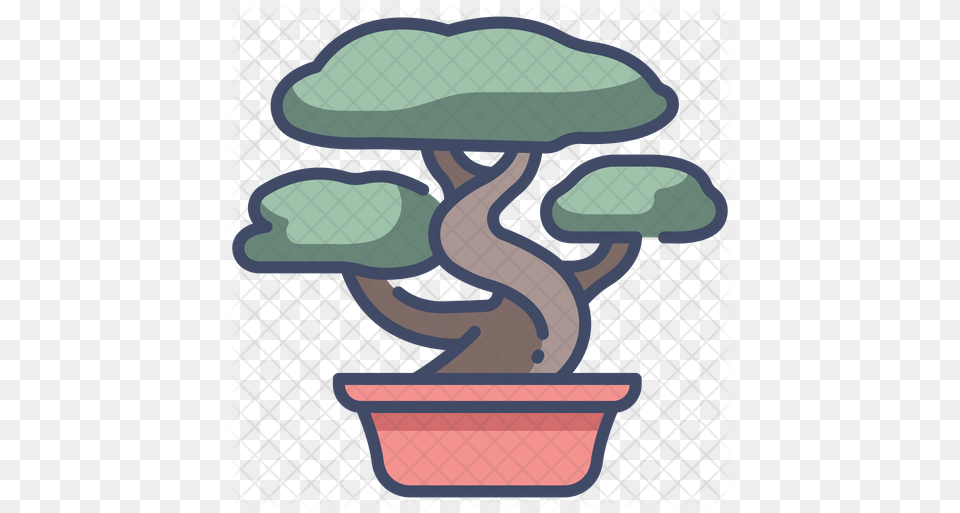 Bonsai Tree Icon Of Colored Outline Bonsai, Plant, Potted Plant Free Png Download