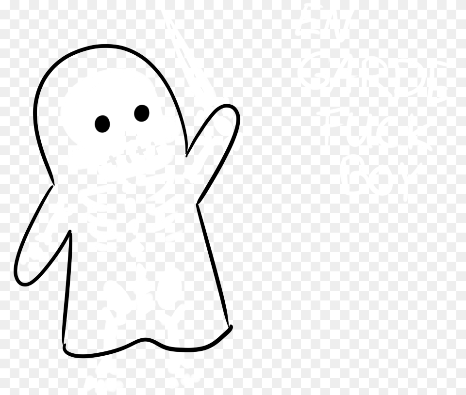 Boo Cool Cute Line Art Free Png