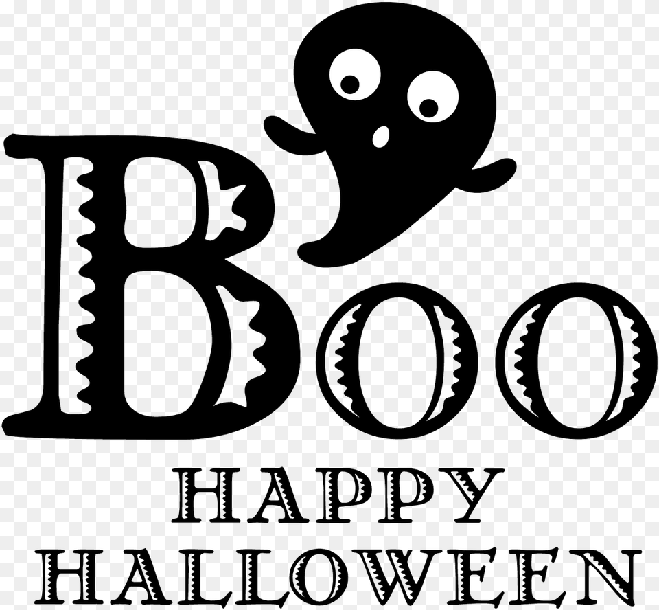 Boo Happy Halloween Stamp Illustration, Text, Number, Symbol, Animal Free Png Download