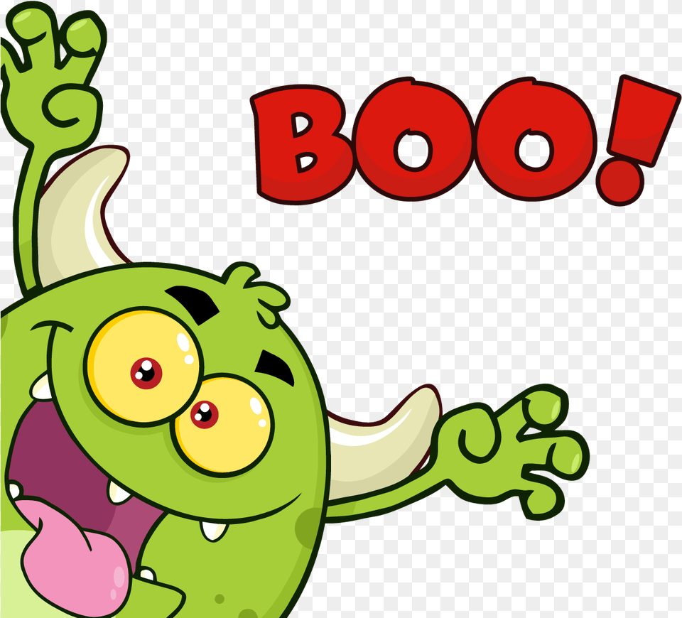 Boo Monster Cartoon Vector, Green, Art, Graphics, Amphibian Free Png Download