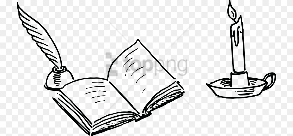 Book And Pen Drawing Image With Book And Pen Clipart, Publication, Device, Grass, Lawn Free Png