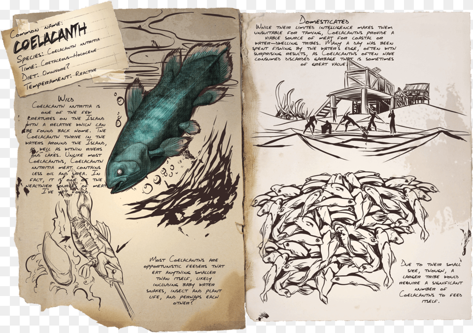 Book Ark Survival Evolved All Dinos, Page, Text, Animal, Fish Png Image