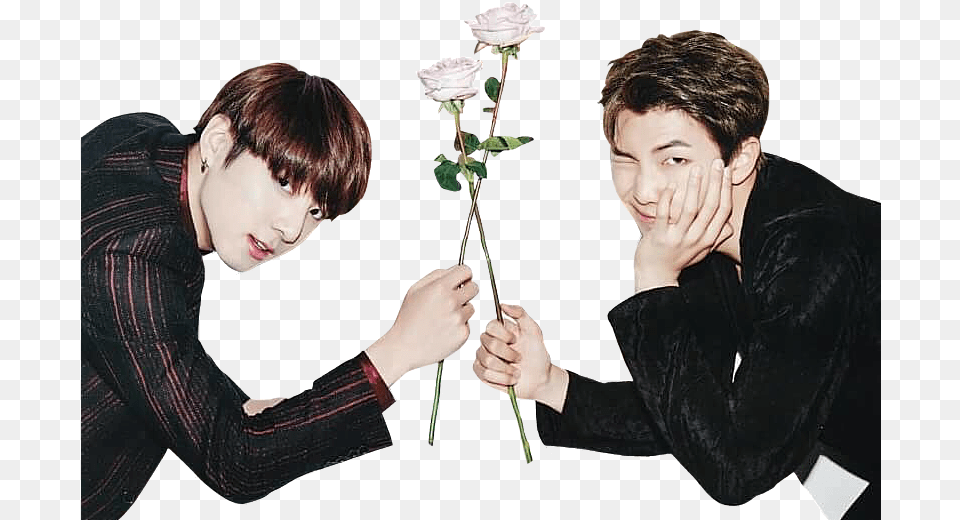 Book Blood Tears Tan Solo Rap Monster Gq Soloing Bts Jungkook Y Rap Monster, Rose, Plant, Face, Photography Free Png Download