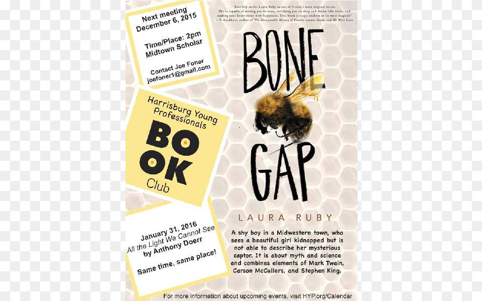 Book Club Flyer Bone Gap, Advertisement, Poster, Animal, Apidae Free Png Download