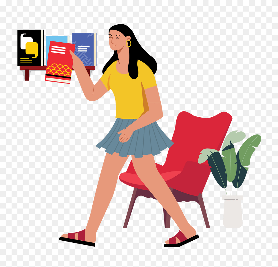 Book Picking Clipart, Reading, Person, Adult, Skirt Free Transparent Png
