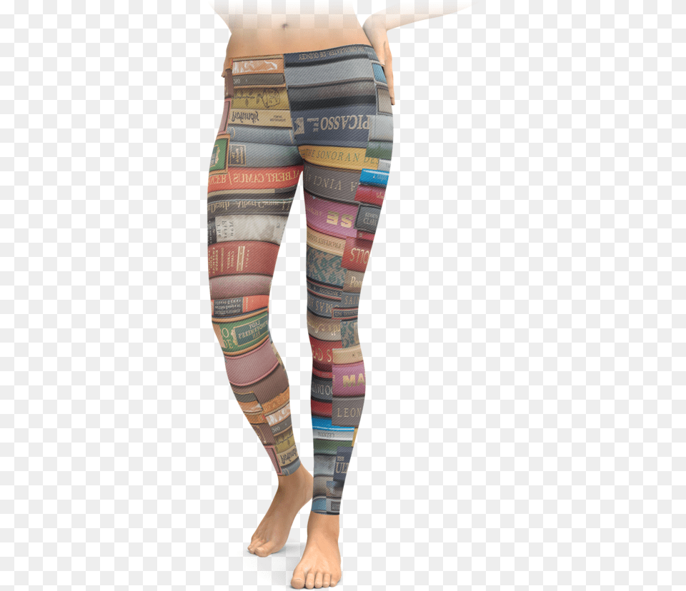 Book Spine Leggings, Adult, Female, Person, Woman Free Transparent Png