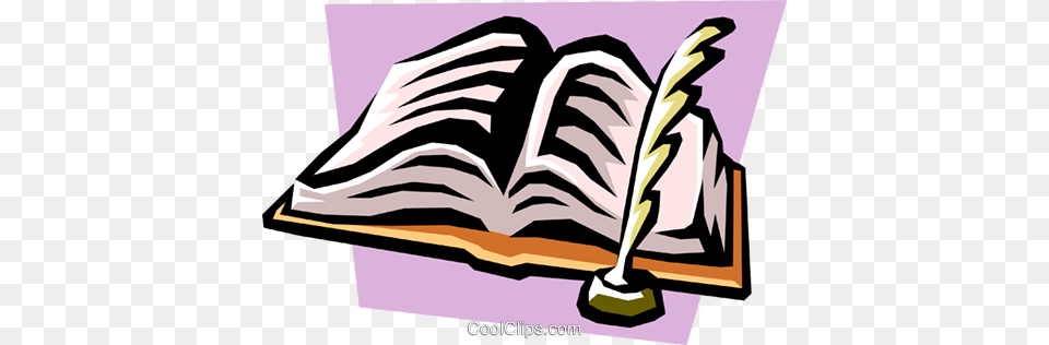 Book With Quill Pen Royalty Free Vector Clip Art Illustration, Publication, Person, Reading Png Image