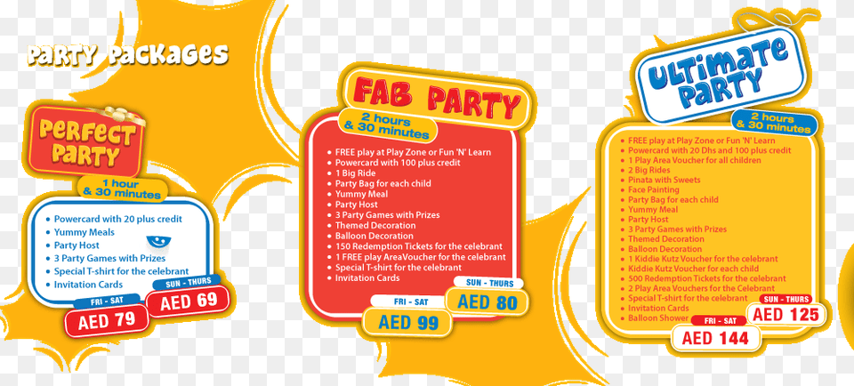 Book Your Party Packages Fun City Ali Mall Rates, Advertisement, Poster, Menu, Text Free Transparent Png