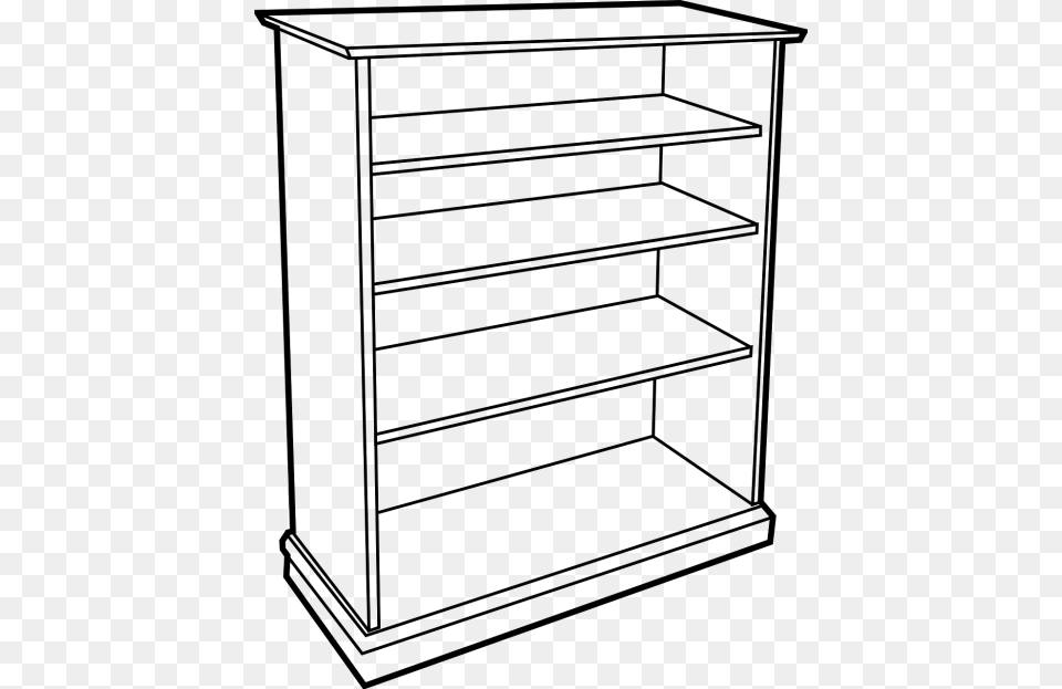Bookcase Wooden Furniture Shelf Clip Art, Gray Free Png