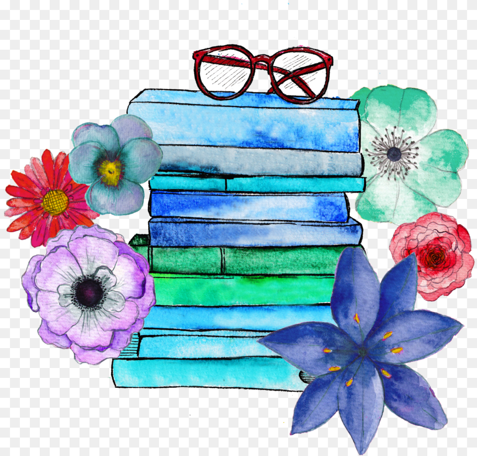 Books And Flowers Books And Flowers, Anemone, Flower, Plant, Accessories Free Png