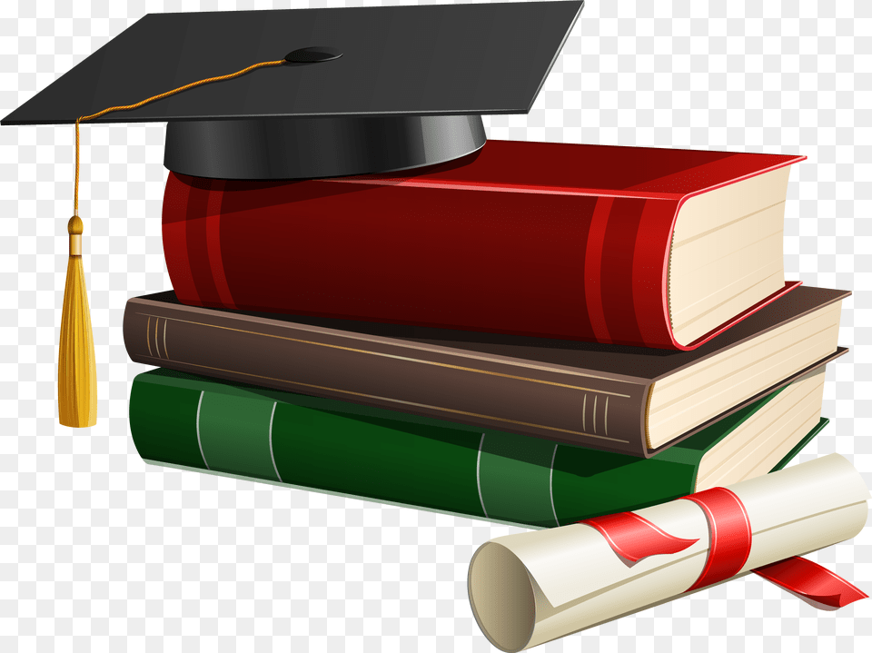 Books And Graduation Cap, People, Person, Publication, Book Png Image