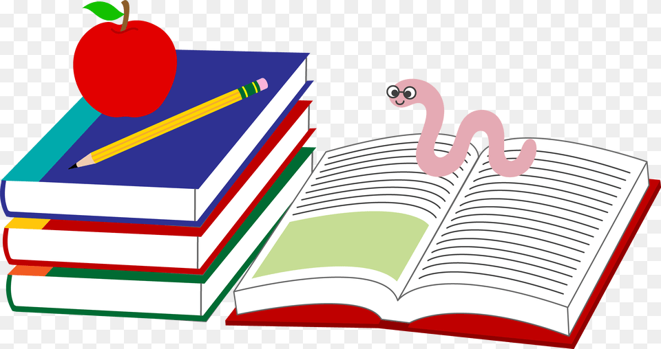 Books Apple Pencil Bookworm Clip Art 1 Books And Pencil Clip Art Books Pencil, Book, Publication, Person, Reading Png Image