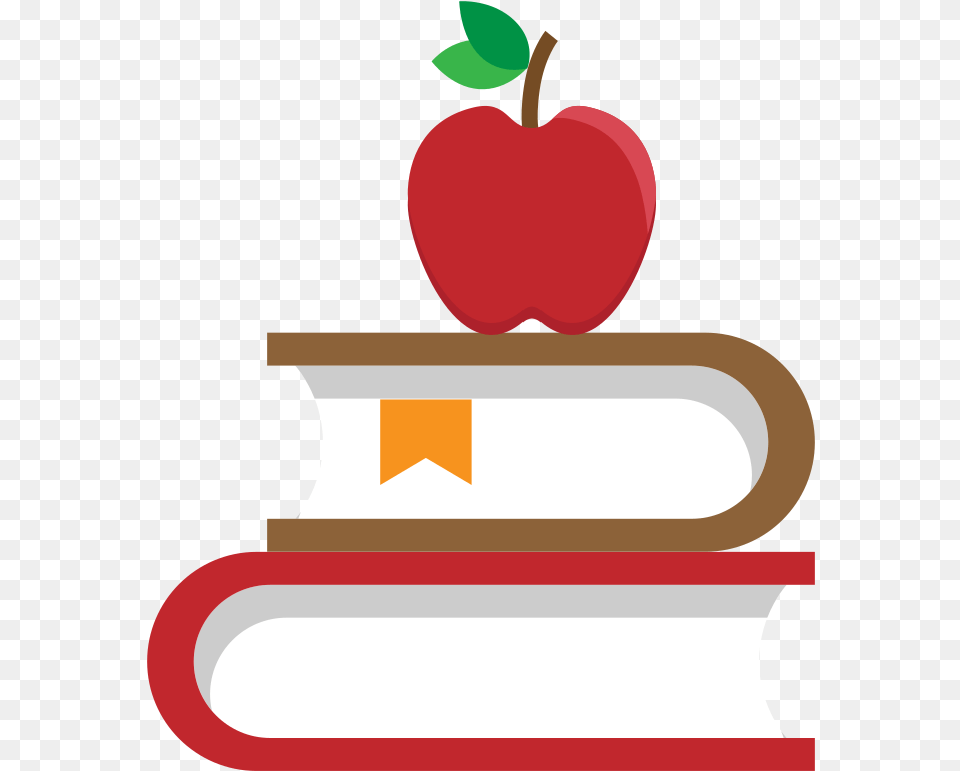 Books With Apple Flat Icon Vector Books And Apple, Food, Fruit, Plant, Produce Free Png Download