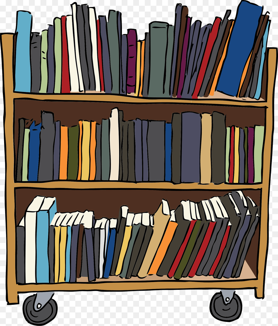 Bookshelf Clipart, Book, Indoors, Library, Publication Png Image