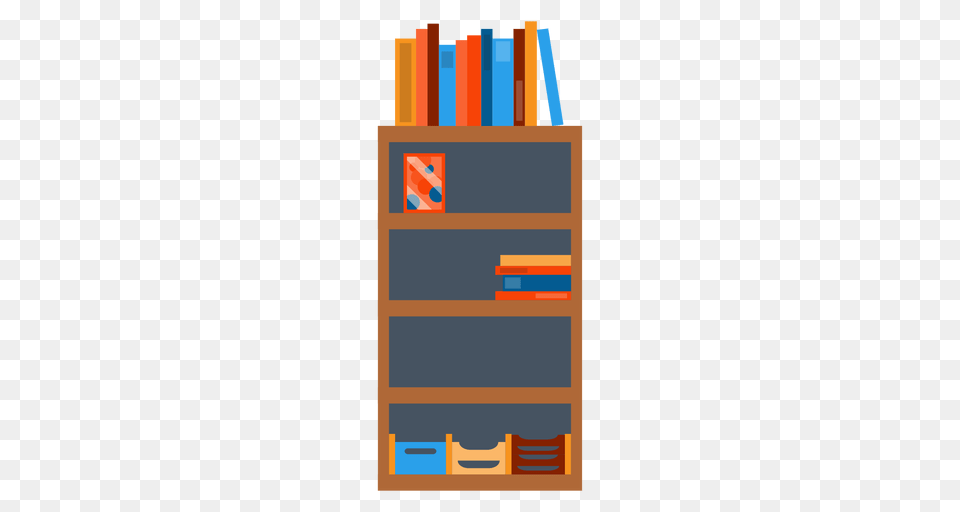 Bookshelf With Office Papers Clipart, Furniture, Bookcase Free Png