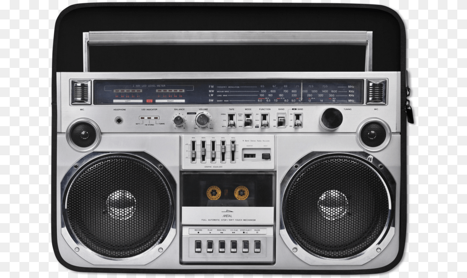 Boom Box 80s Laptop Sleeve Radio Cassette Gif, Electronics, Speaker, Stereo Free Png