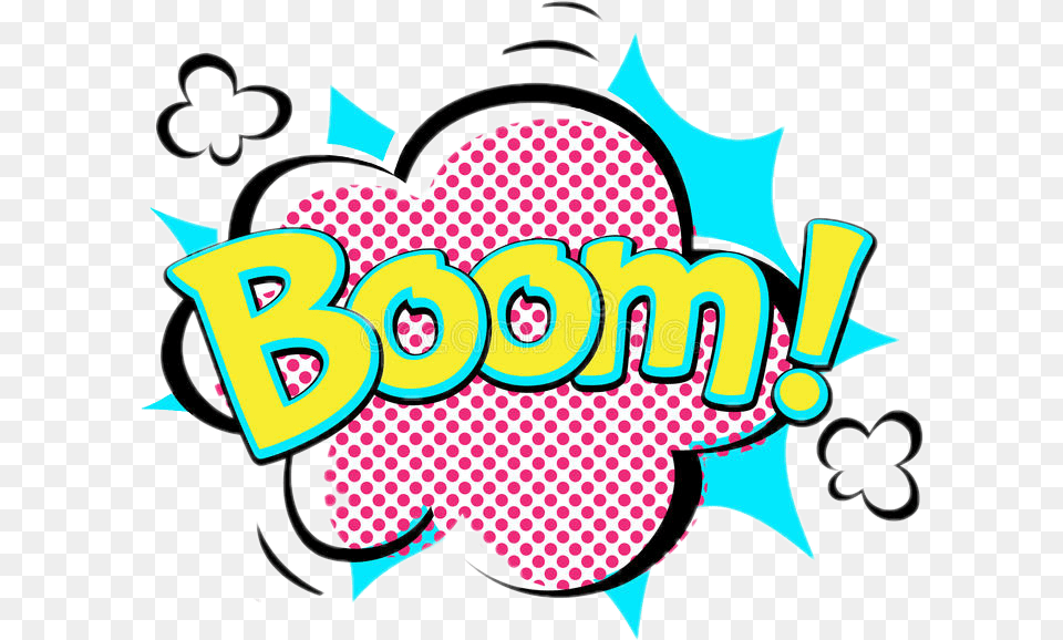 Boom Comic Speechbubble Emoji Words Boom Comic Pink, Sticker, Bag, Food, Sweets Png Image