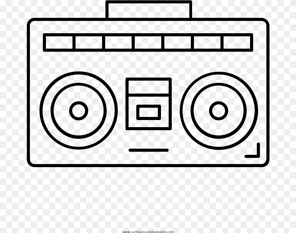 Boombox Coloring Page, Gray Free Png