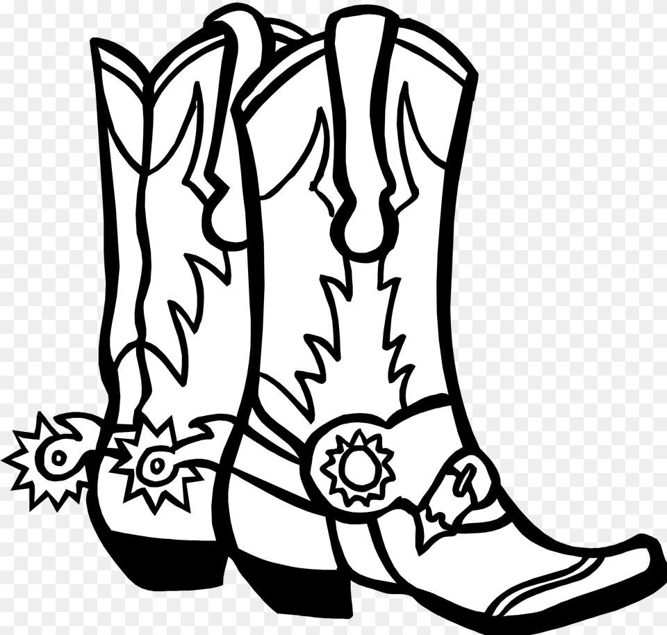 Boot Clipart Coloring, Clothing, Cowboy Boot, Footwear, Stencil Png Image