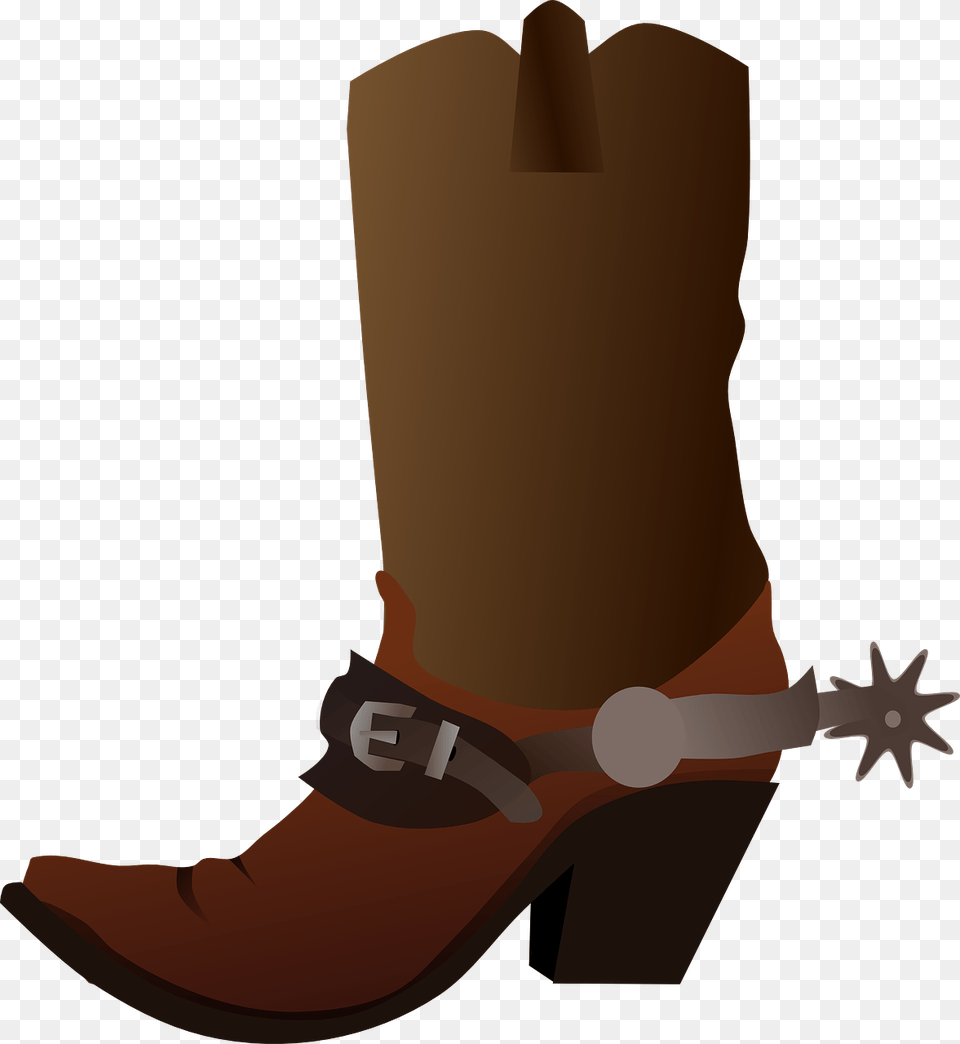 Boot Western Cowboy Star Country High Brown Cowboy Boot Clipart, Clothing, Footwear, Person, Cowboy Boot Free Png