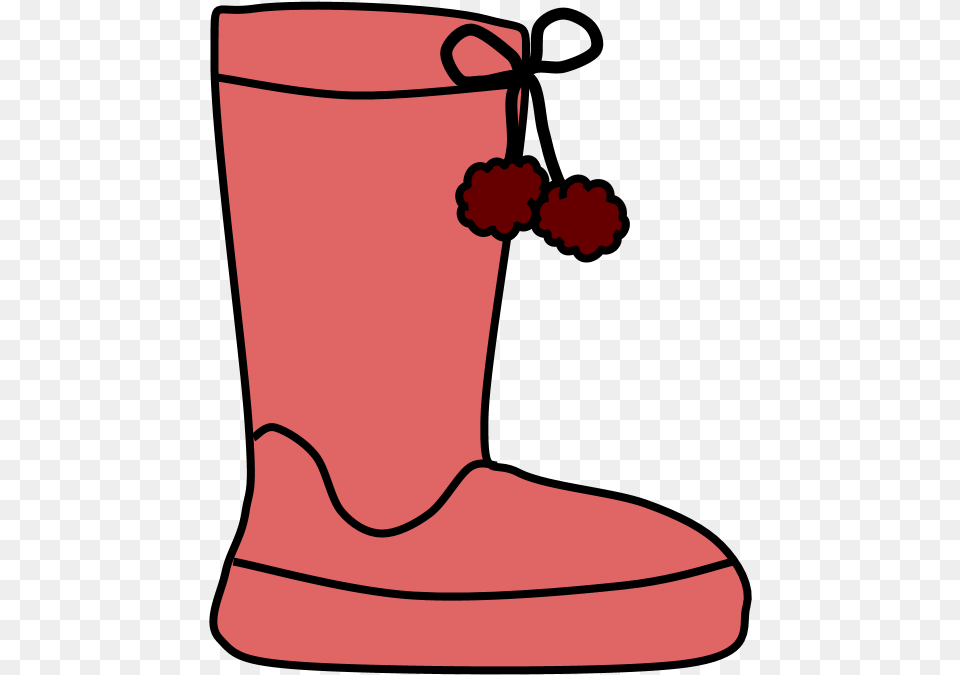 Boots Pom Poms Snow Rain Pink Red Snow Boot, Clothing, Footwear Png Image